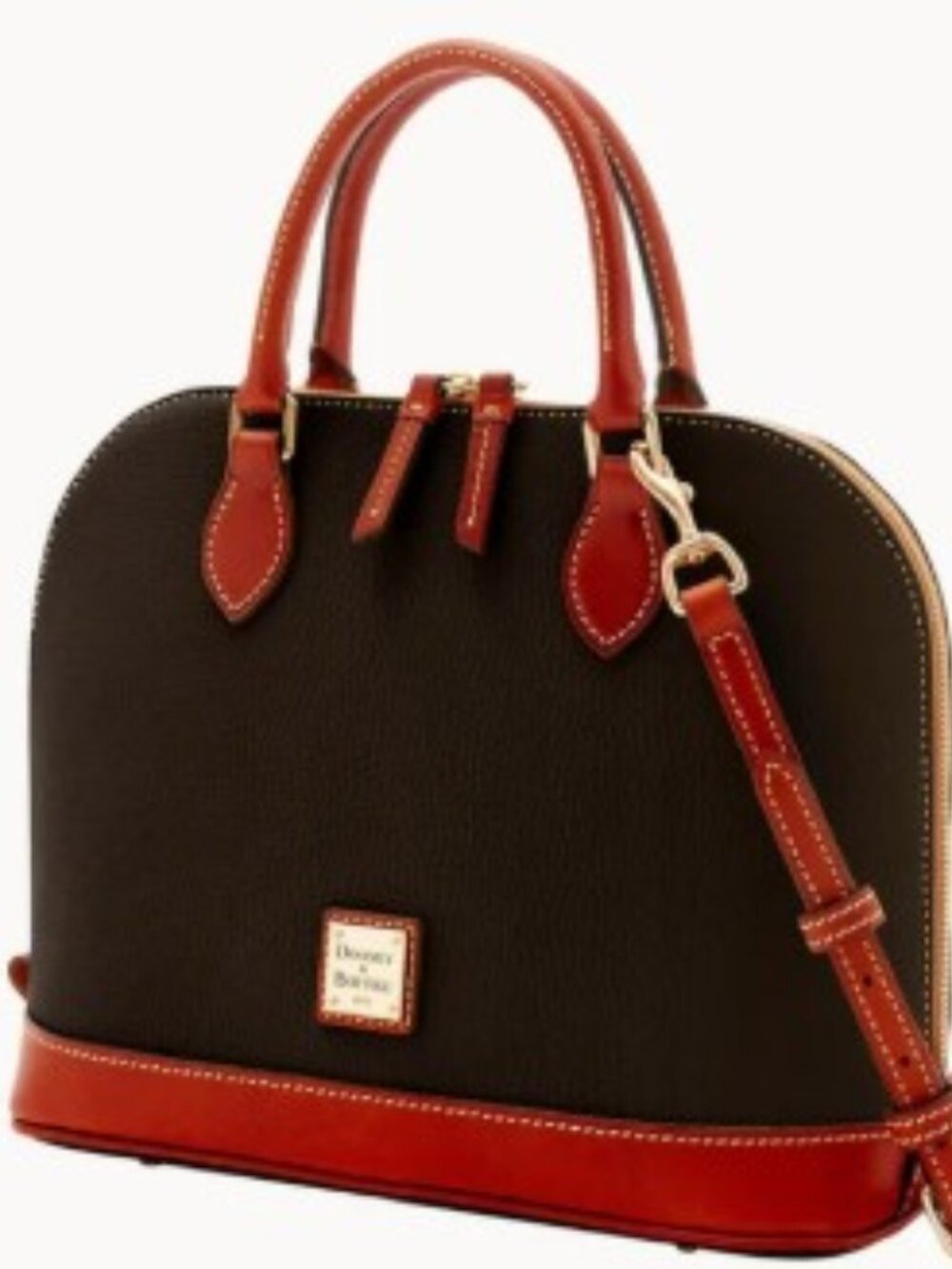 New Dooney & Bourke Pebble Leather Zip Satchel Black